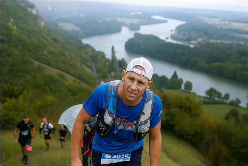 Participant trail des rois maudits course effort paysages normands