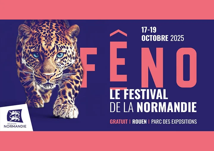 Affiche Feno 2025, festival de l’excellence normande à Rouen.